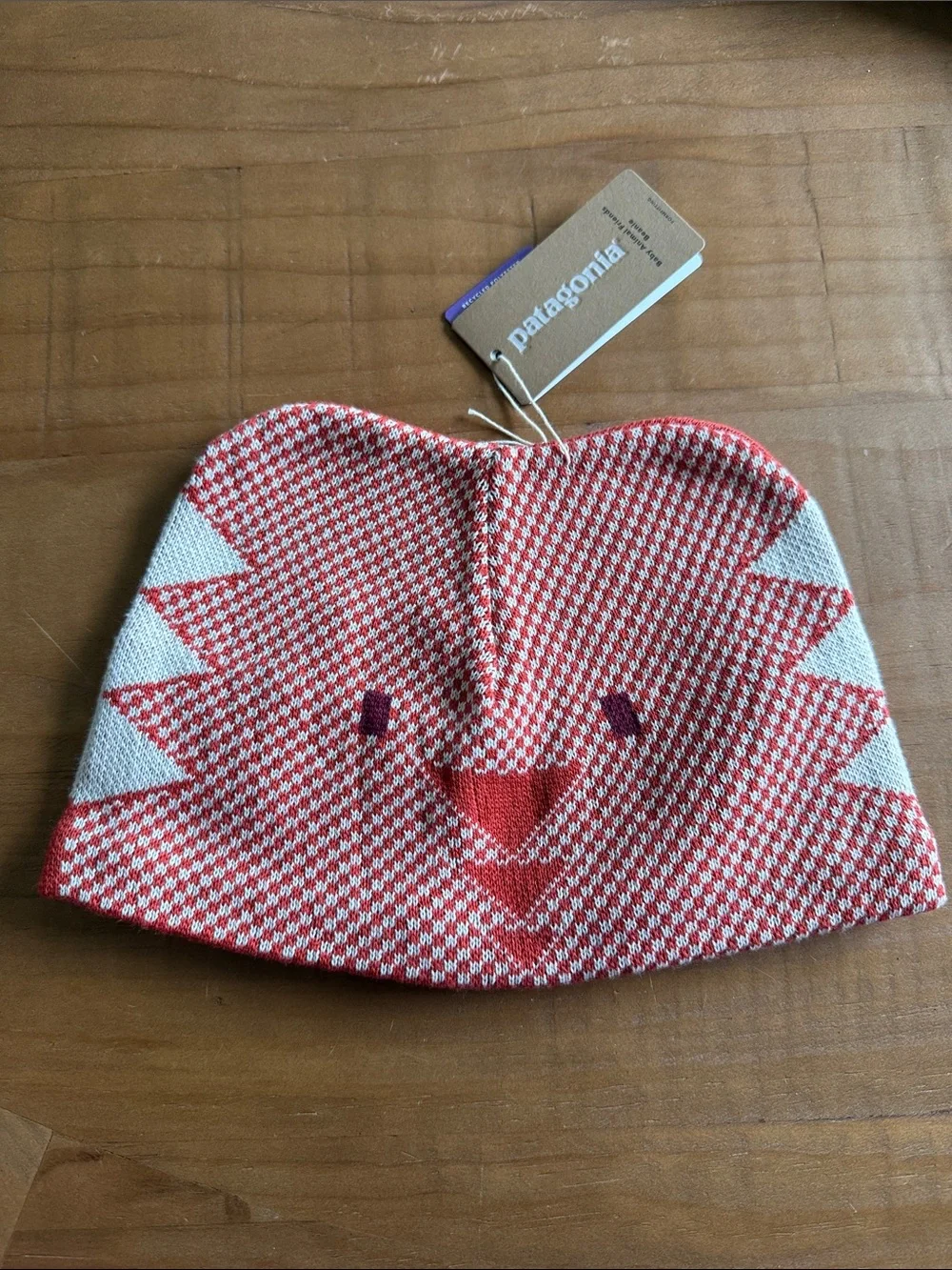 Patagonia Kids Red & Cream Animal Face Knit Beanie
